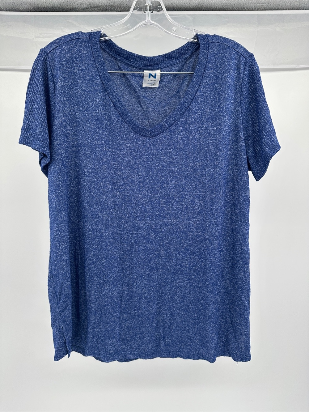 Natori Heathered Blue V-Neck Short Sleeve Tee